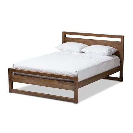 Baxton Studio Torino Solid Walnut Wood Open Frame Style King Size Platform Bed 138-7621